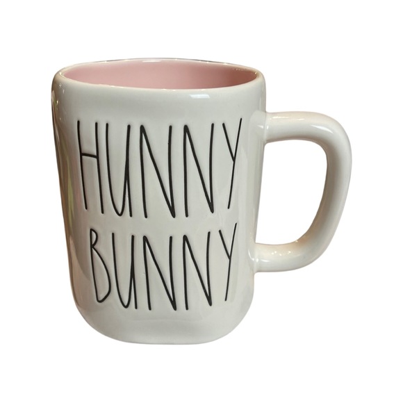NEW Rae Dunn “Hunny Bunny" Large Ceramic Mug Black Letters 5"T 3.5"W - Picture 2 of 5